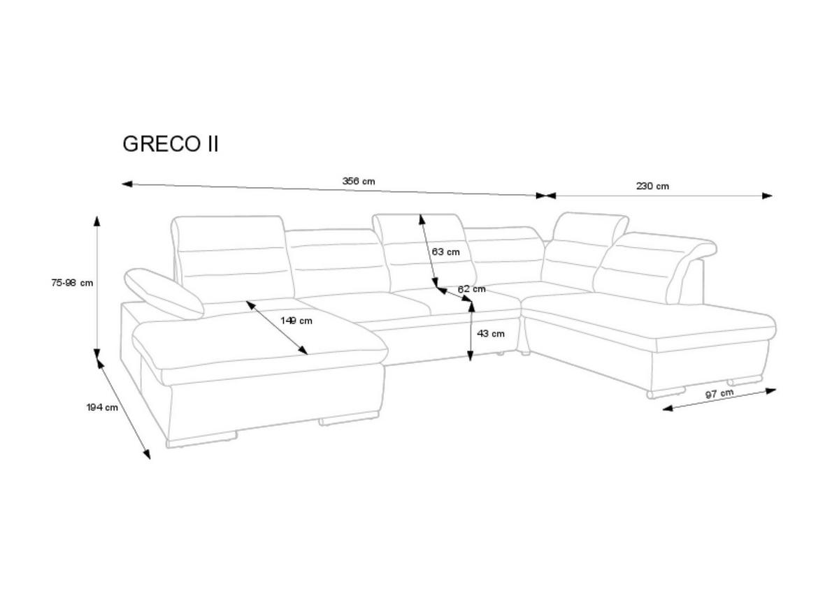 ECKSOFA GRECO Blau 356x230x98 cm - Blau, Textil (356/230cm) - FURNLUX