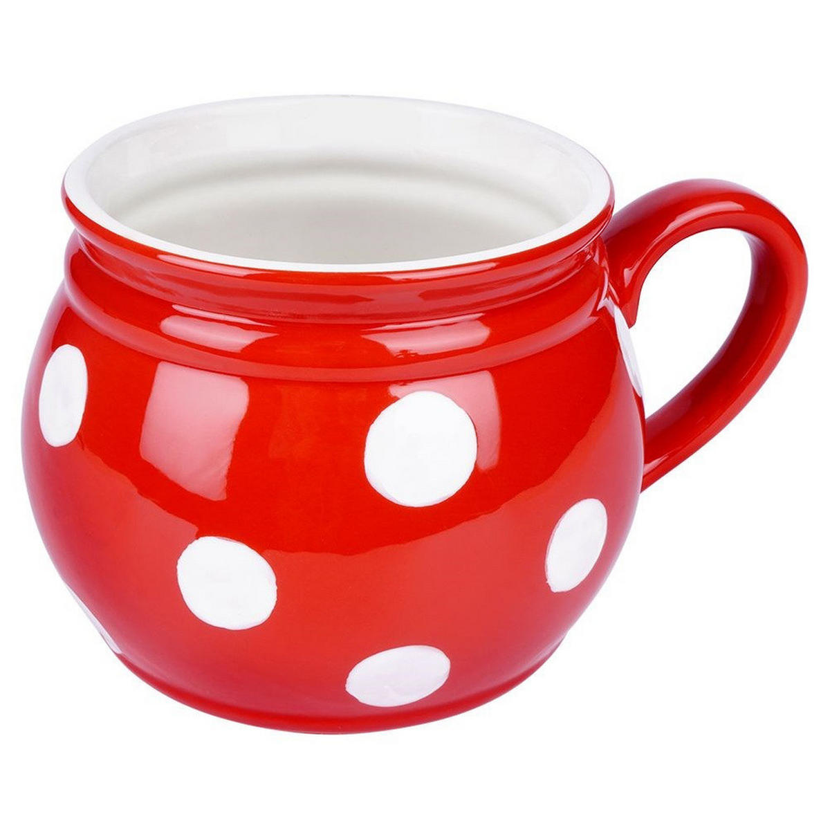 KERAMIKBECHER PUNKTE, Keramik, rot, 950 ml - Transparent, Keramik (0.95L) - Orion 