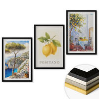 WANDBILDER 3er-Set - 40x60 cm Schwarzer Rahmen - Ansichten von Positano mit Zitronen - Schwarz, Kunststoff (40/60cm) - ArtPrintCave