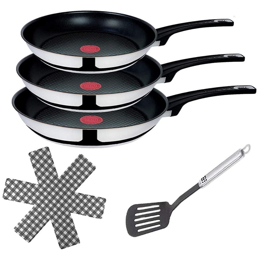 PFANNENSET Jamie Oliver 5-tlg 20+26+28 cm Edelstahl Antihaft Induktion - Silberfarben/Schwarz, Metall - Tefal