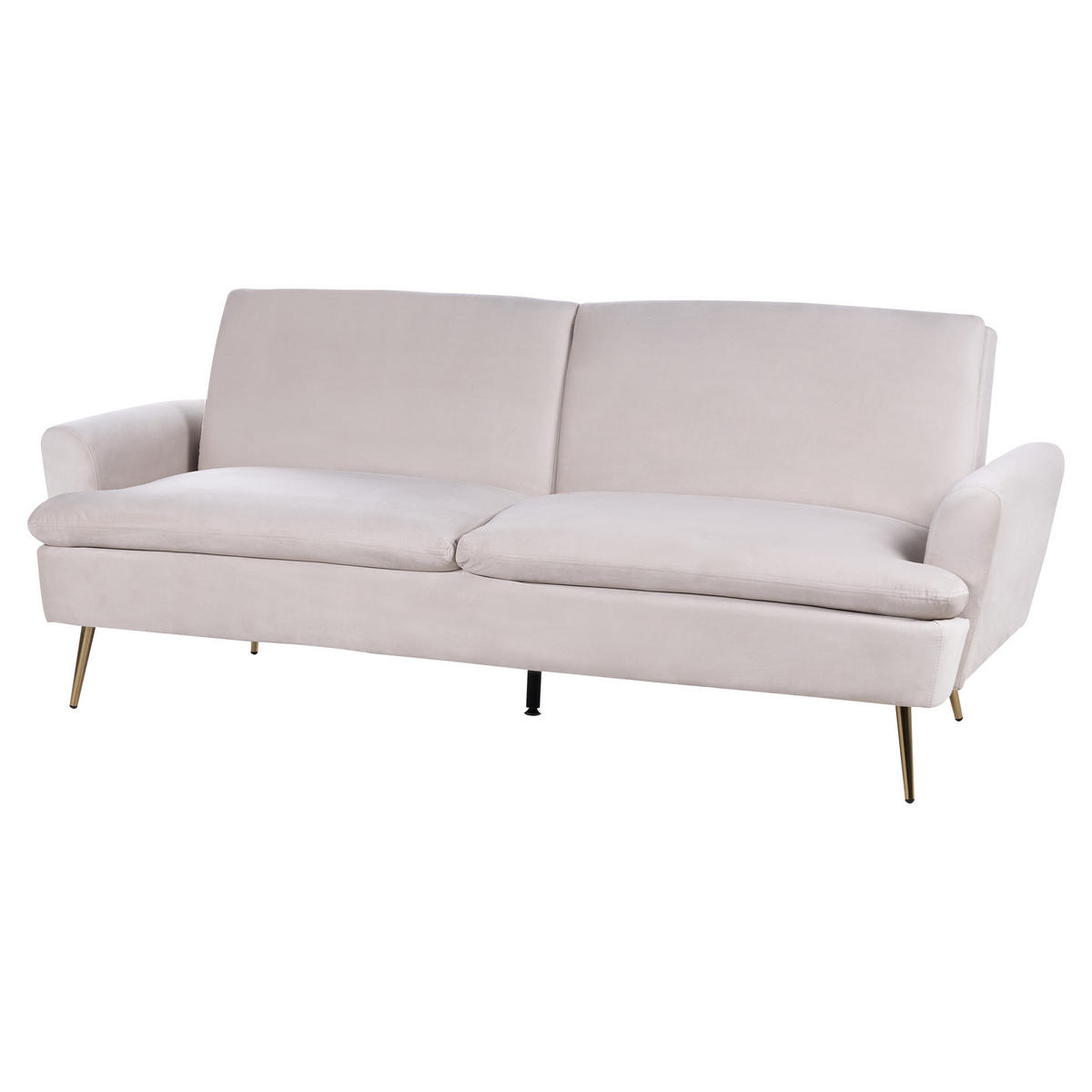 3-SITZER-SCHLAFSOFA Samtstoff Beige Vettre - Beige/Goldfarben, Textil (210/88/84cm) - Beliani