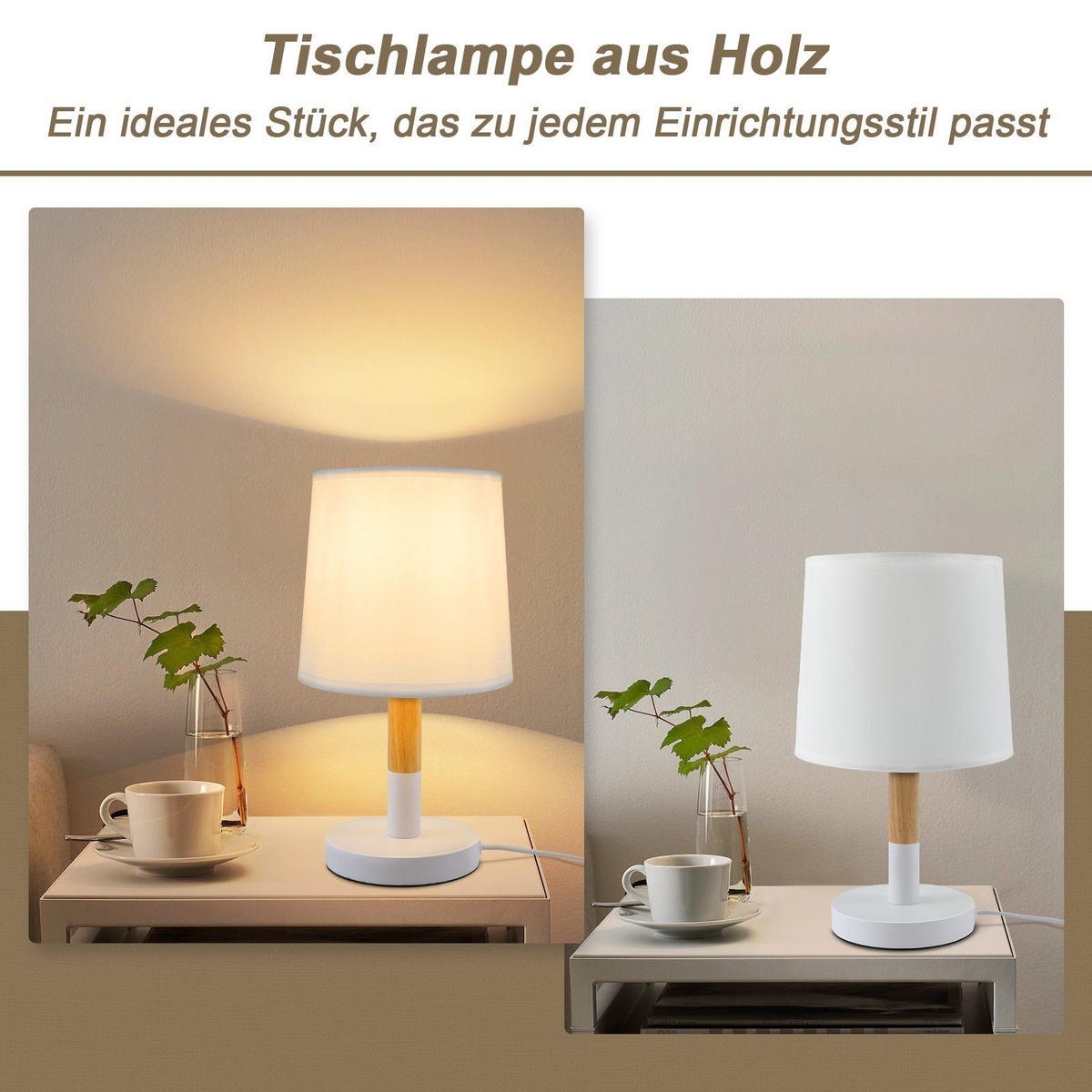TISCHLEUCHTE Neuss(2er-set) 12/16.9/31.5 cm - Weiß, Textil (16.9/12/31.5cm) - Nettlife