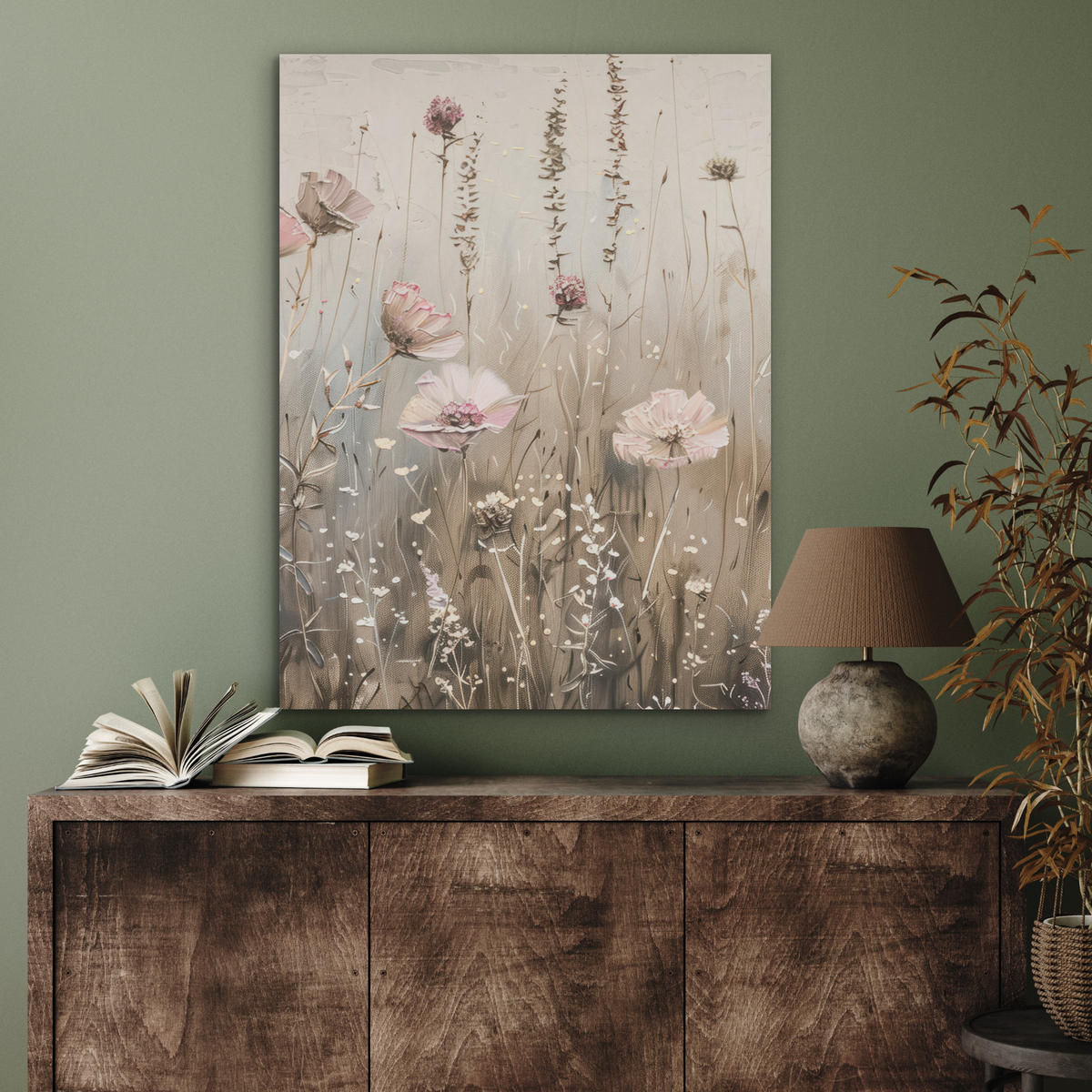 AKUSTIKPANEEL Blumen - Rosa - Modern - Beige 60x80 cm - Beige, Textil (60/0.9/80cm) - MuchoWow