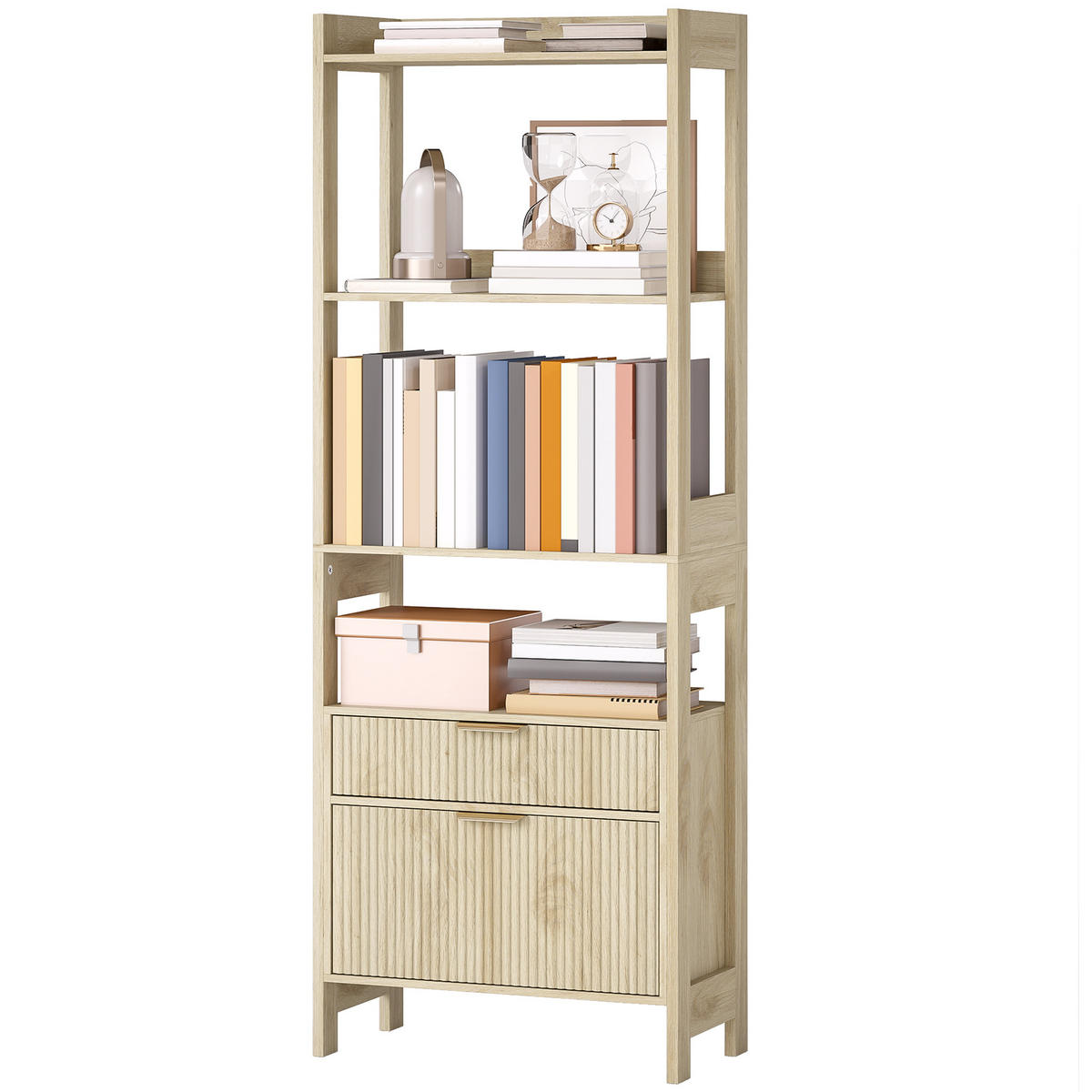 REGAL DE-15559 60/30/160 cm, 4 offene Fächer Naturholz - Naturfarben, Holzwerkstoff (60/160/30cm) - ComfortXL