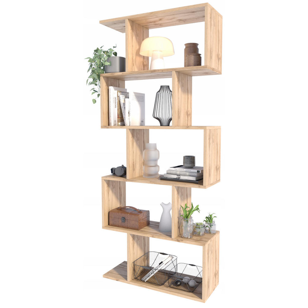 Thumbnail - Matkam Möbel Bücheregal, Eiche Wotan, Holzwerkstoff, 76.4x176x28 cm, Wohnzimmer, ,