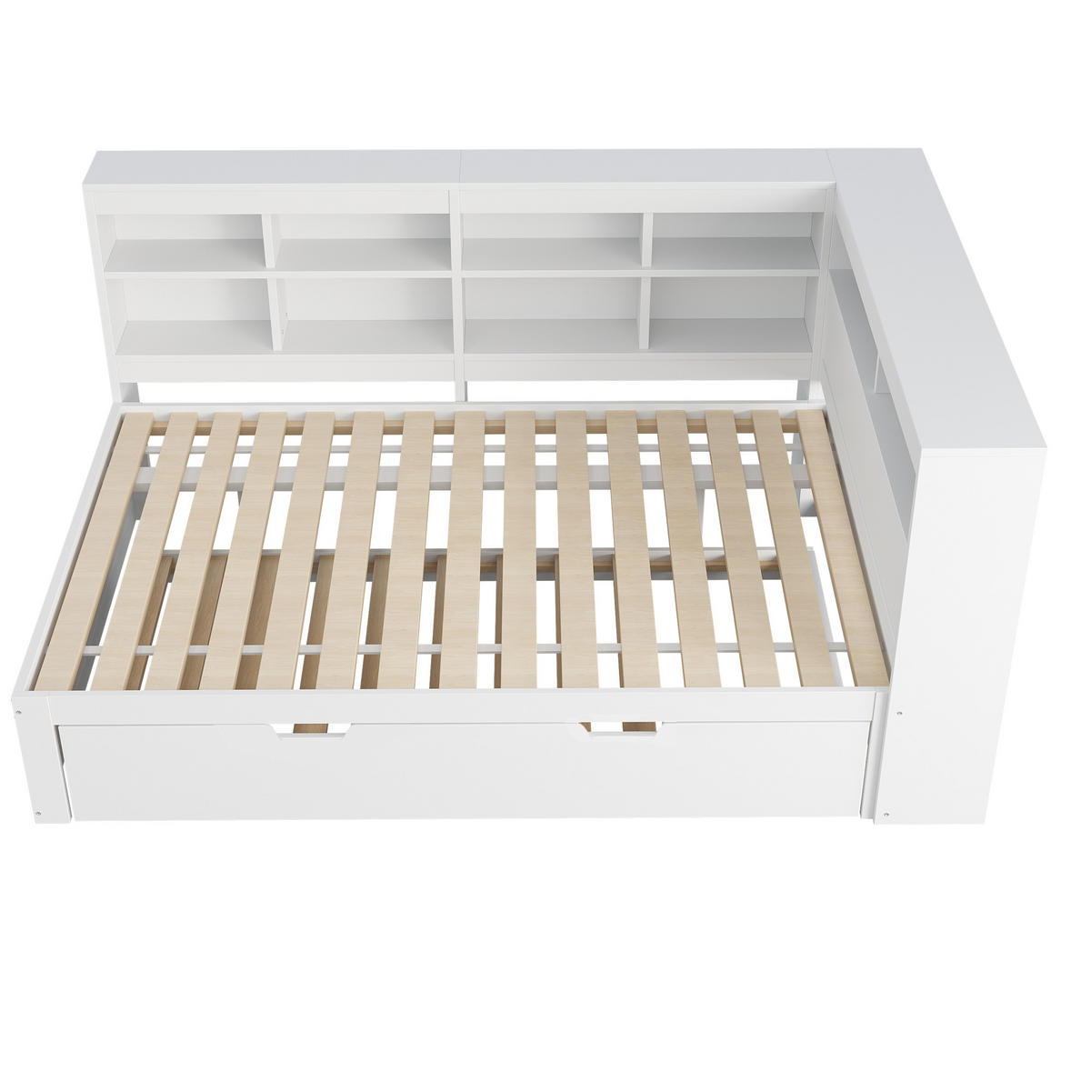 SCHLAFSOFA 140x200 Ausziehbar USB Ablage Massivholz Weiß - Weiß, Holzwerkstoff - FLIEKS