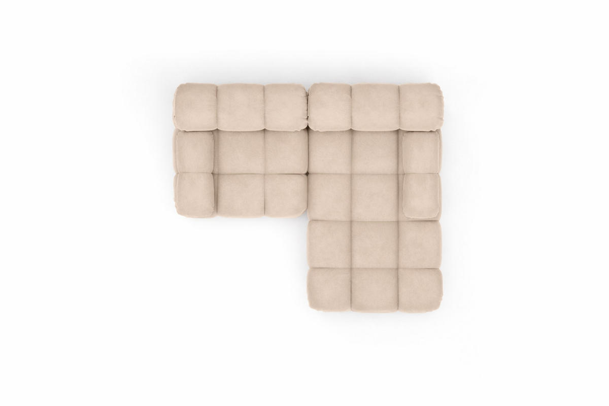 CHAISELONGUE Modular, Veloursstoff Salvador, Gelb, Rechts, Selia - Gelb/Creme, Holz (190/160cm) - Kaiser Möbel