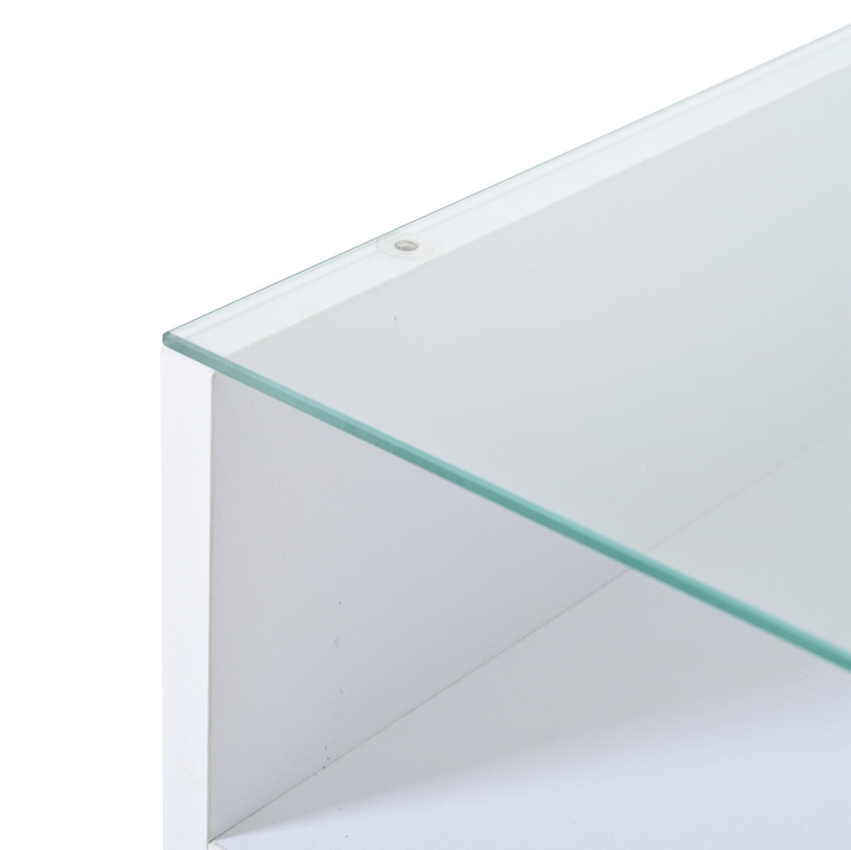 COUCHTISCH aus Spanplatte und Glas 80x80x45 cm Weiß mit Hubfunktion, LED und 2 Schubladen - Weiß, Holzwerkstoff (80/80/45cm) - IVMEU