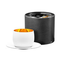 CAPPUCCINOGLAS MIT UNTERTASSE Cosmo weiß-gold 300 ml - Goldfarben/Weiß, Glas (0.3L) - Eisch