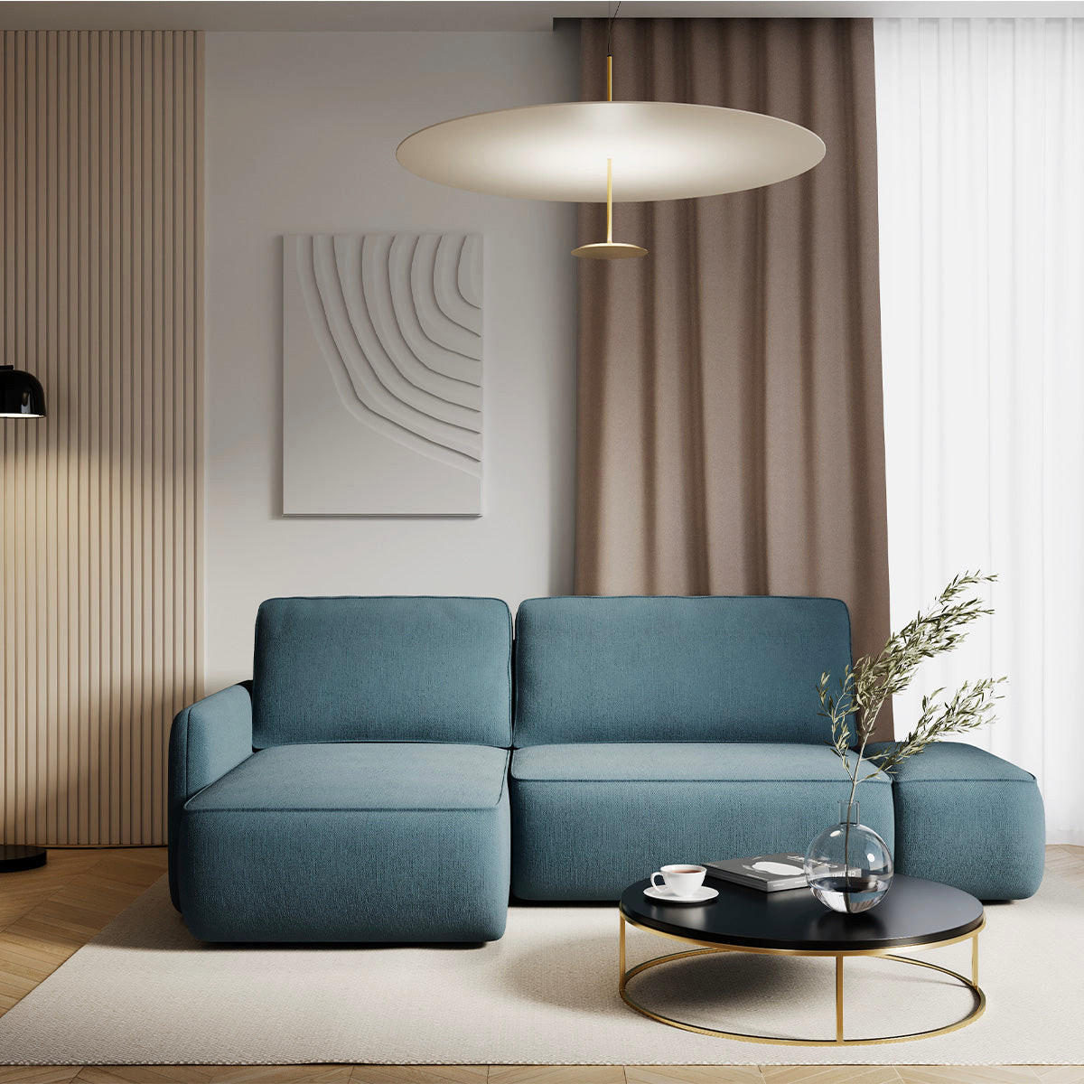 ECKSOFA Alessio 3 Sitzplätze Hellblau - Blau, Holz (229/148cm) - Petits-meubles