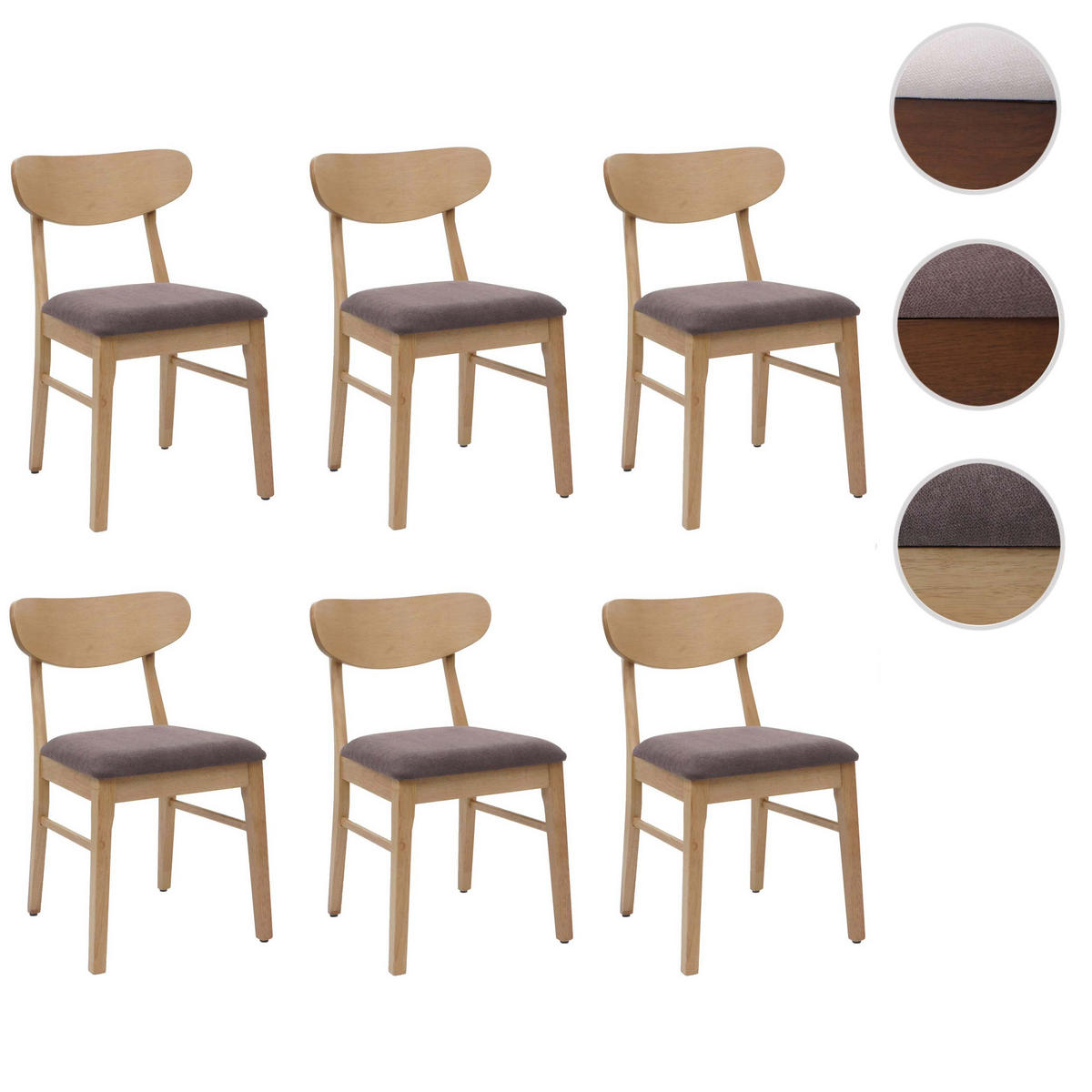 ESSZIMMERSTUHL Beige, Taupe 6er-Set - Taupe/Beige, Holz (45/79/49cm) - MCW