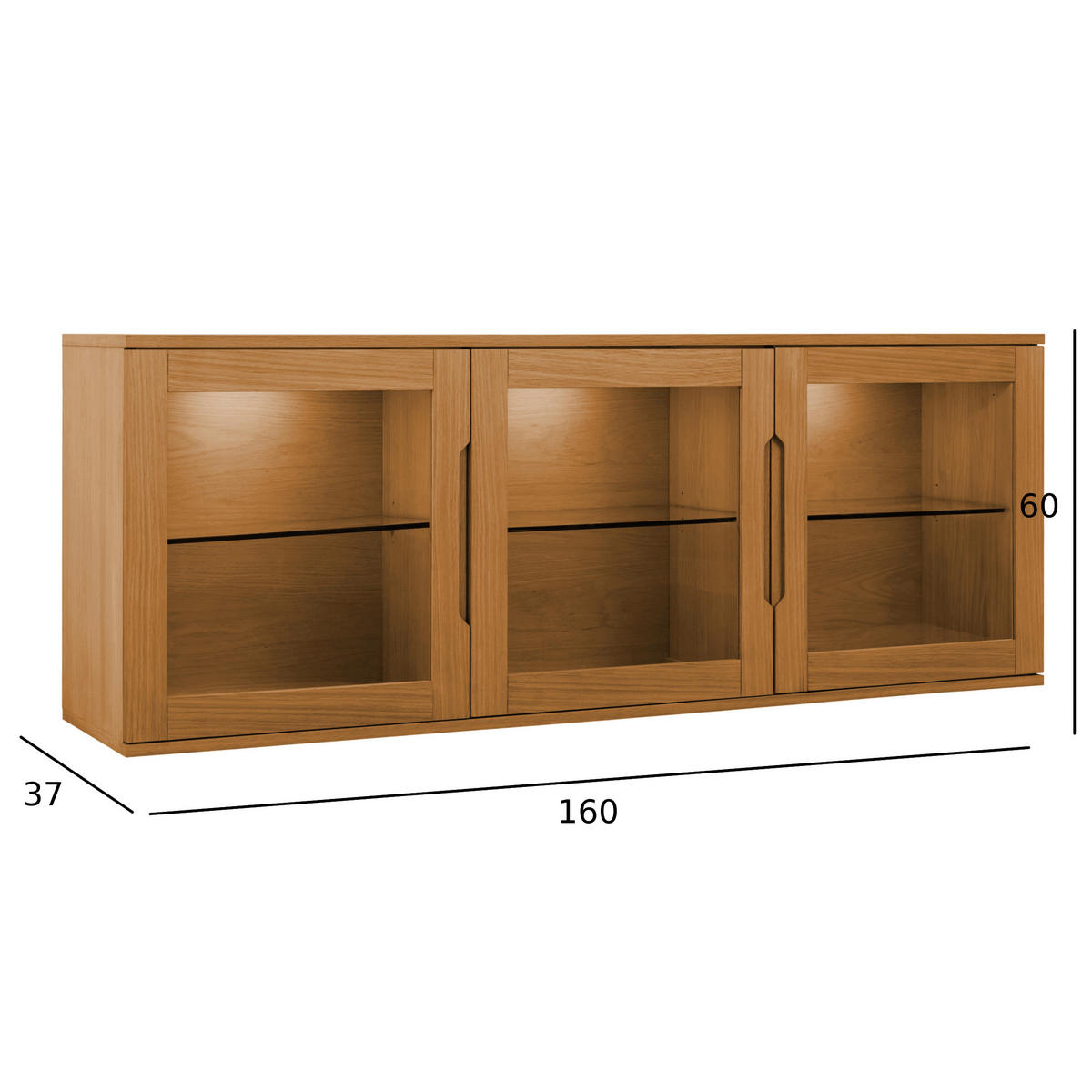 HÄNGESCHRANK mit LED Beleuchtung Wildeiche - Honigeiche/Eichefarben, Holzwerkstoff (160/60/37cm) - Furnhouse