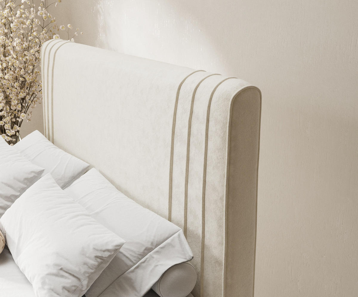 BOXSPRINGBETT Casone Creme 200/200 cm mit Latex-Topper - Silberfarben/Creme, Holz/Holzwerkstoff (200/200cm) - Maison de Reve