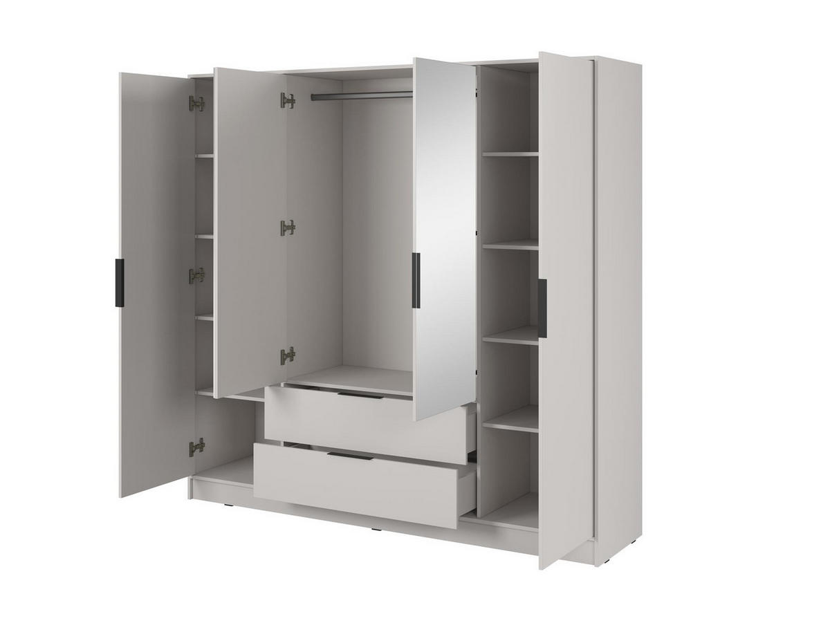 KLEIDERSCHRANK Lyke, Beige, Schrank mit Spiegel - Beige, Holzwerkstoff (206/200/51cm) - Bettso