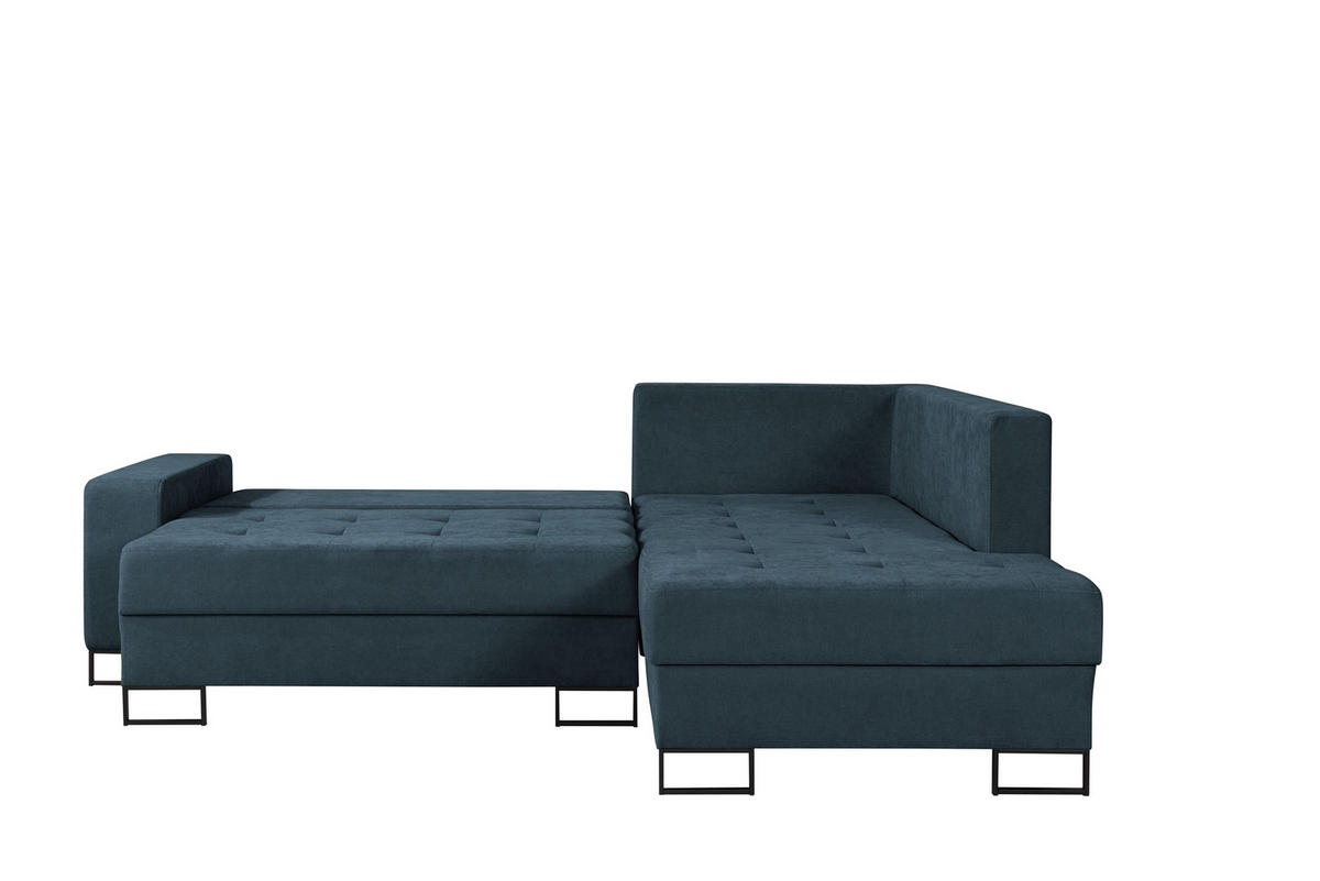 ECKSOFA mit Schlaffunktion Rechts Dunkelblau Chenille - 245x200 cm - Trevi - Schwarz/Dunkelblau, Holz/Holzwerkstoff (245/200cm) - Ravio