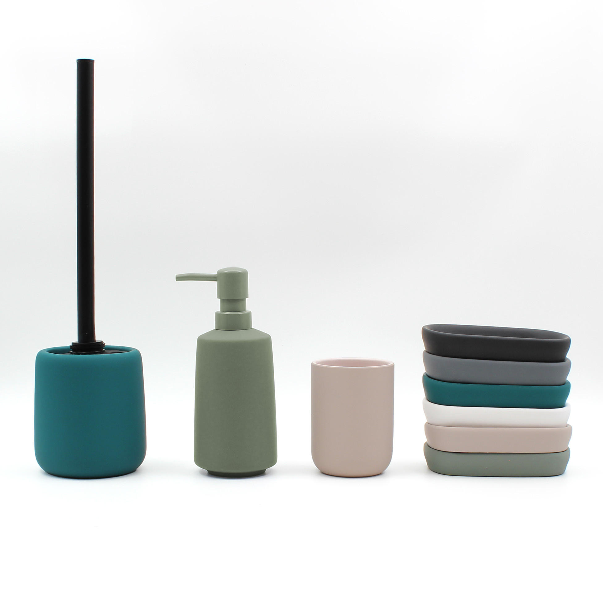 Thumbnail - Douceur d´intérieur Seifenspender, Hellgrün, Keramik, 7.5x19x7.5 cm, Badaccessoires, Waschplatzzubehör, Seifenspender