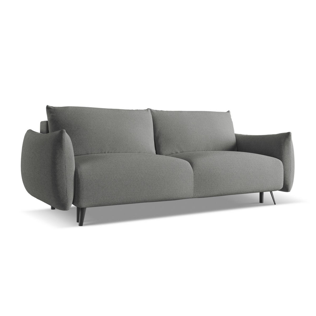 3-SITZER SOFA mit Schlaffunktion Chenille Stoff Grau - Schieferfarben/Schwarz, Textil/Metall (230/86/105cm) - LaMiaSofa