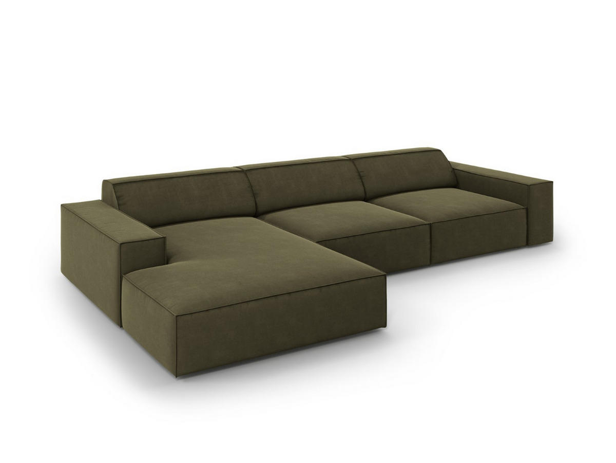 ECKSOFA links Jodie aus Samt grün 4 Sitzplätze - Grün, Textil (166/284cm) - Micadoni