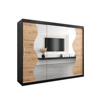 SCHWEBETÜRENSCHRANK 200/250/62 3-türig - Silberfarben/Schwarz, Holz/Kunststoff (250/200/62cm) - Abiks Möbel