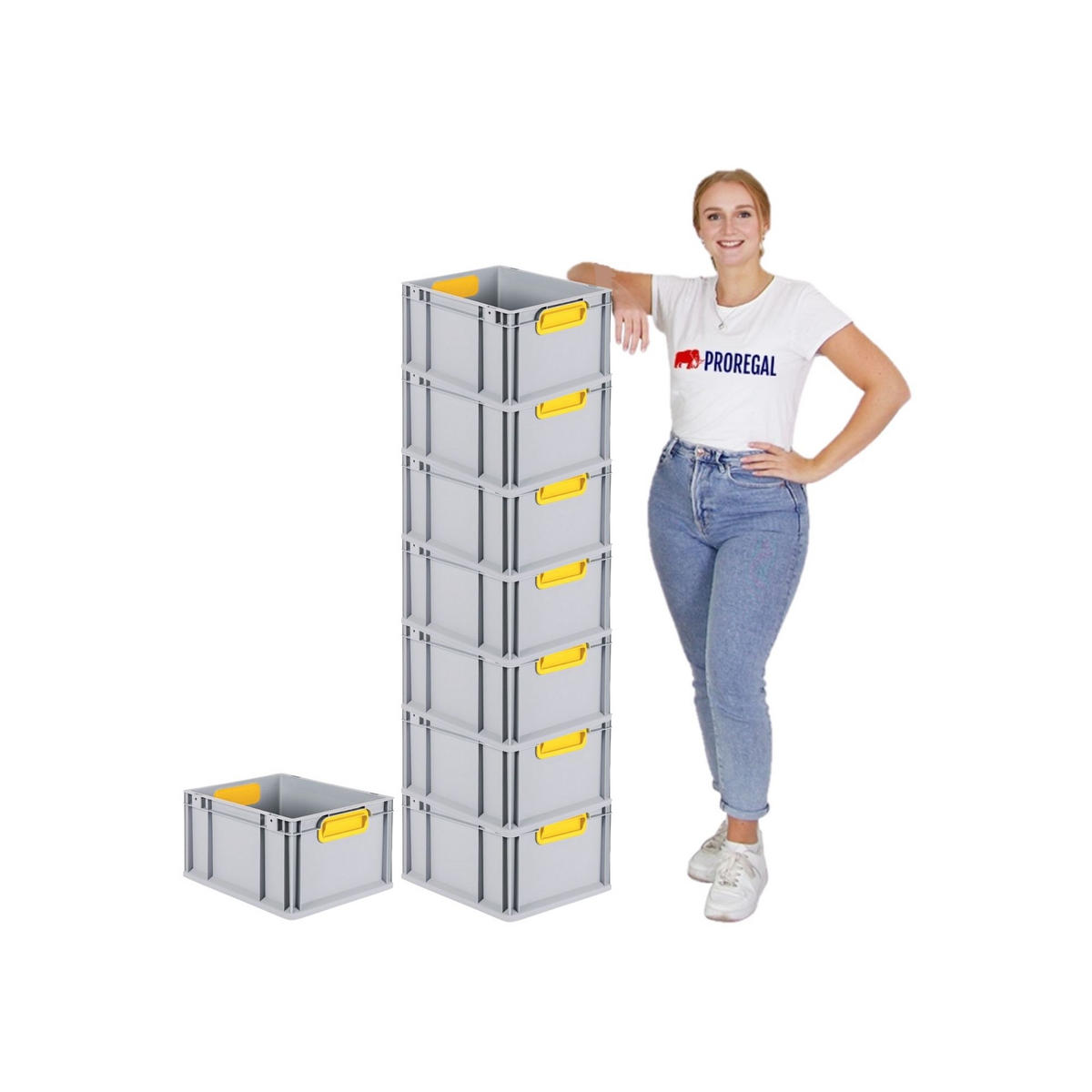EUROBOX 8x Nextgen Color Mit Auflagedeckel 22x30x40cm Griffe Gelb Geschlossen - Gelb, Kunststoff (30/22/40cm) - PROREGAL