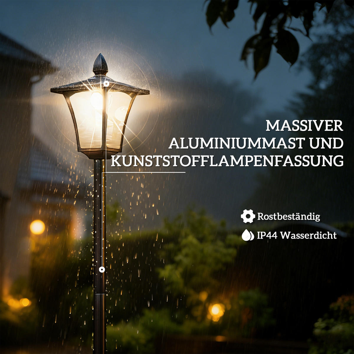 SOLÁRNÍ lampa ABS hliník černá - černá, plast (33/33/160cm) - Outsunny