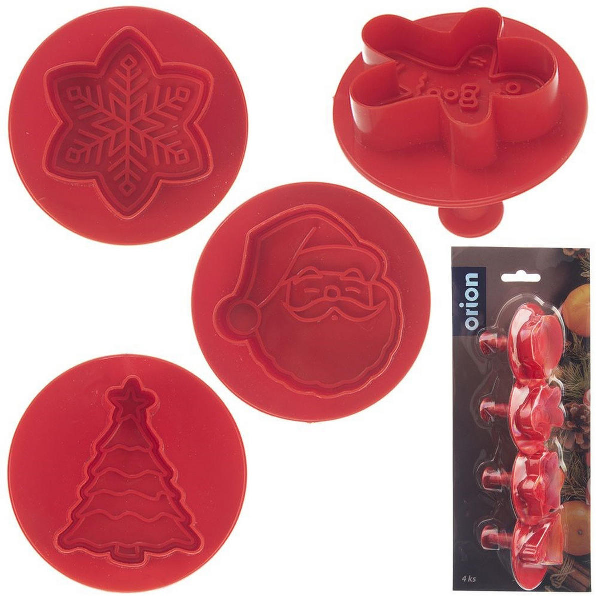 AUSSTECHFORMEN-SET Weihnachten Klassik 4-teilig Rot - Rot, Kunststoff (6/5/6.5cm) - Orion 
