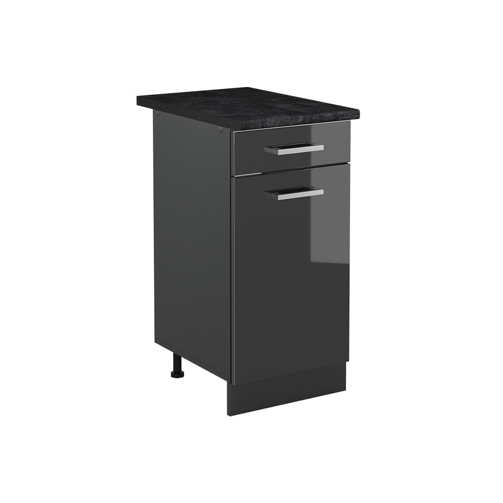 SAMOSTOJEĆI KUHINJSKI ORMAR R-Line, Antracit visokog sjaja/Antracit, 40 cm antraciet werkblad - antracit, drvni materijal (40/81.6/60cm) - Vicco