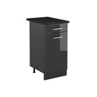 DULAP DE BAZĂ DE BUCĂTĂRIE R-Line, Antracit lucios ridicat/antracit, 40 cm стільниця Антрацит - negru cu luciu intens/antracit, compozit lemnos (40/81.6/60cm) - Vicco