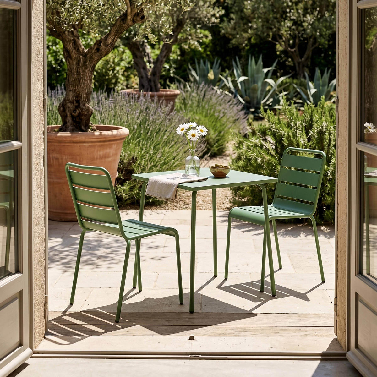 GARTENSET 3-tlg, Kaktusgrünen - Grün, Metall - Oviala