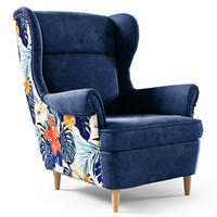 OHRENSESSEL Havana im skandinavischen Stil, Dunkelblau - Buchefarben/Dunkelblau, Holzwerkstoff (82/102/92cm) - Beautysofa