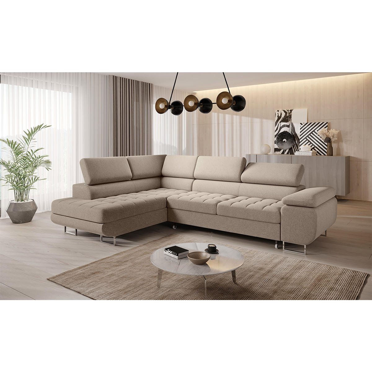 ECKSOFA Eden 4 Sitzplätze Taupe - Taupe, Holzwerkstoff (271/201cm) - Petits-meubles