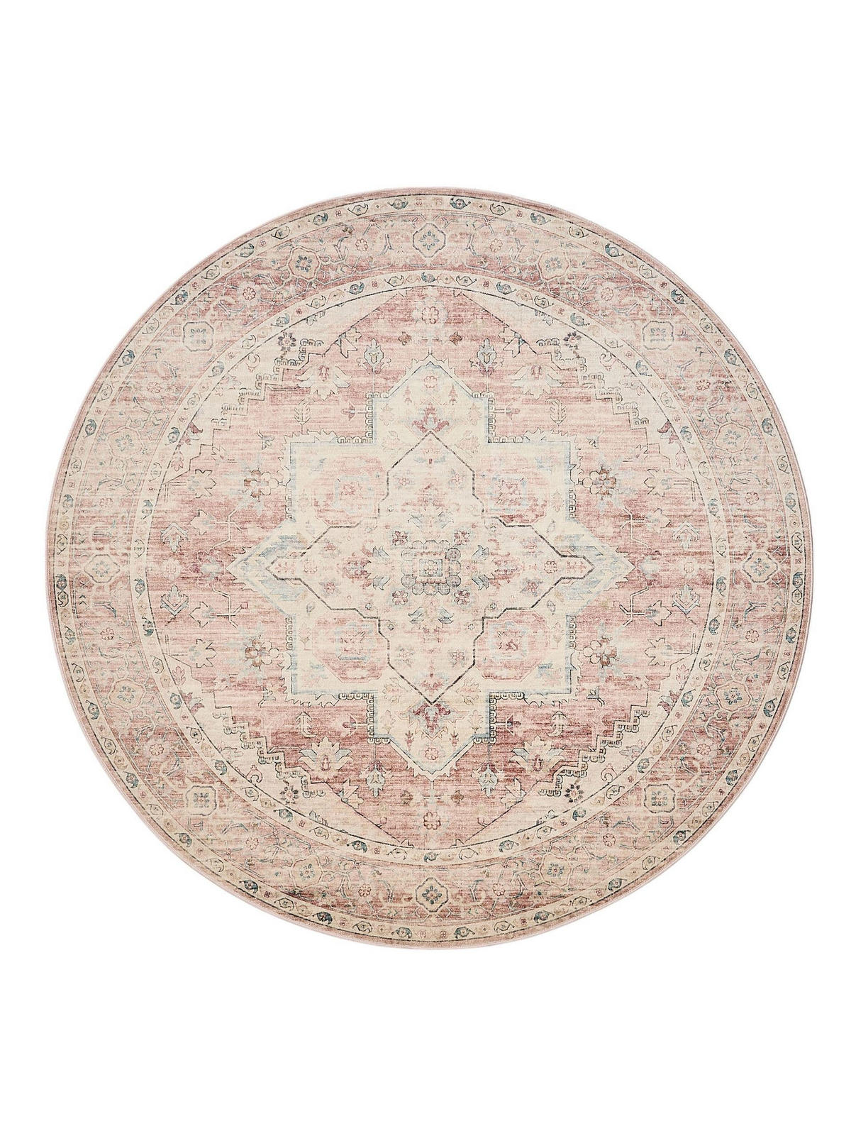 VINTAGE-TEPPICH Miray waschbar ø 160 cm rund - Rosa, Kunststoff (160/160cm) - benuta Nest