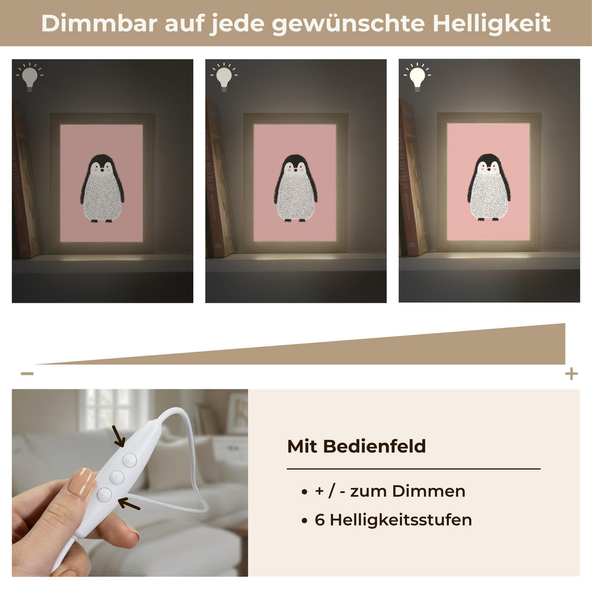 NÁSTĚNNÁ LAMPA Tučňák - Tečky - Minimalistický - Růžový 15x20 cm - růžová, kompozitní dřevo (15/20/8cm) - OnlyWow