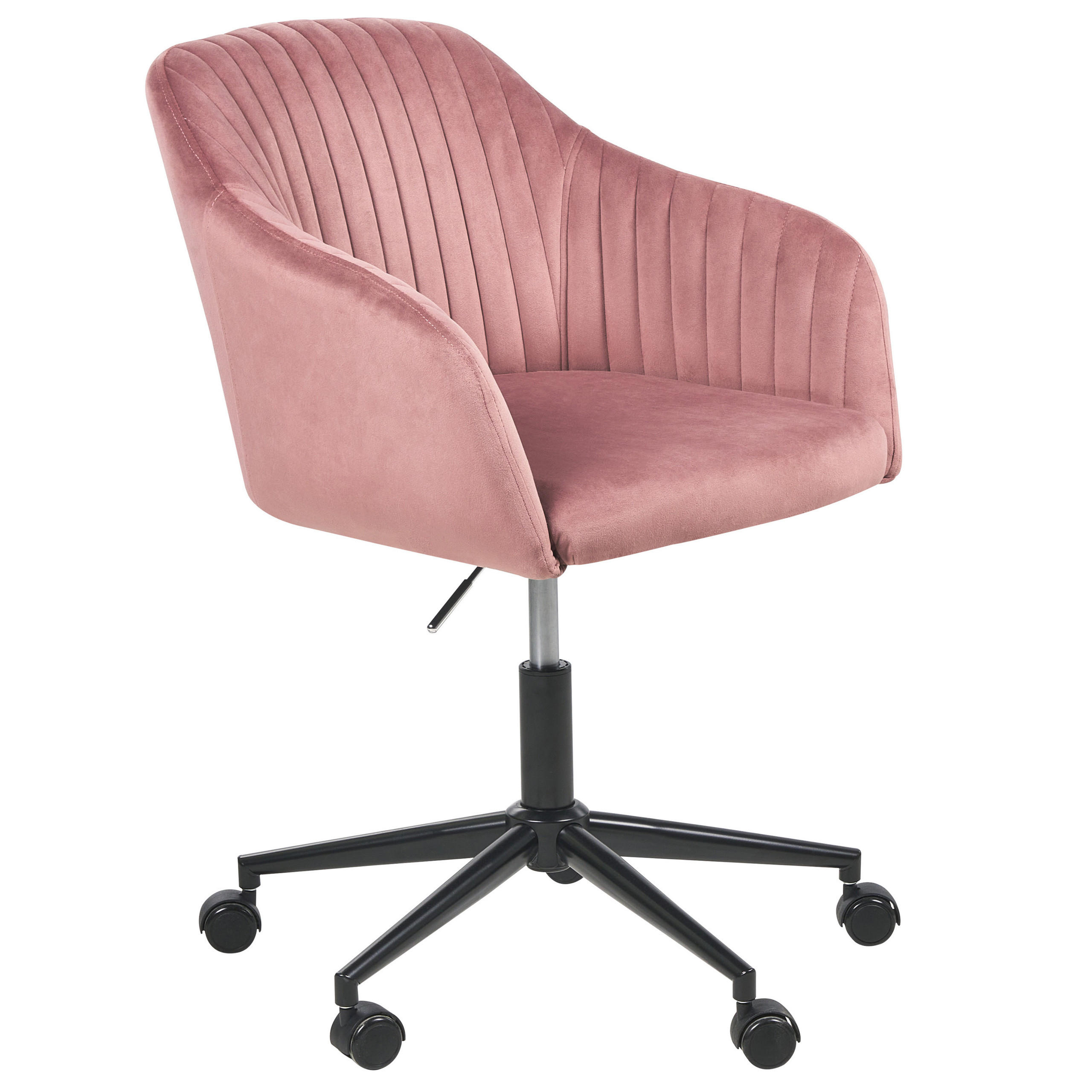 BÜROSTUHL Samtstoff Rosa Venice - Pink/Schwarz, Textil (64/89/64cm) - Beliani