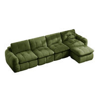 ECKSOFA DE-34464 4-Sitzer L-Form mit Ottoman Grün - Grün, Textil (160/334cm) - ComfortXL