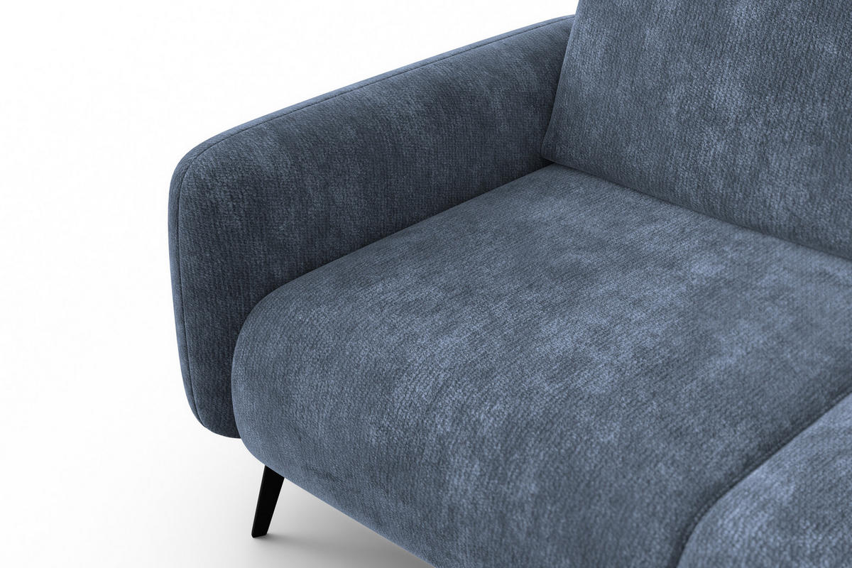 SOFA FEBE 2-Sitzer, marineblauer Chenille-Stoff - Blau/Schwarz, Holz/Textil (160/82/96cm) - Wozimo