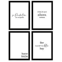 POSTER Set mit 4 Jetzt TypografieStil A4 Schwarzer Rahmen - Schwarz, Papier (29.7/3cm) - Nacnic