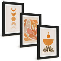 BILDER SET 3er Set - 20x30 cm Schwarzer Rahmen - Abstrakte orange Formen - Schwarz, Kunststoff (20/30cm) - TULUP