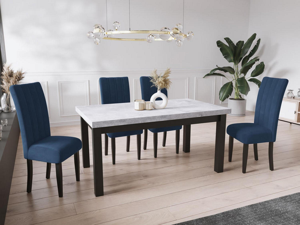 ESSTISCH Gemini rechteckig ausziehbar, Grauer Beton 170-250/90/78 cm - Hellgrau/Schwarz, Holz/Holzwerkstoff (170/90/78cm) - WFL GROUP