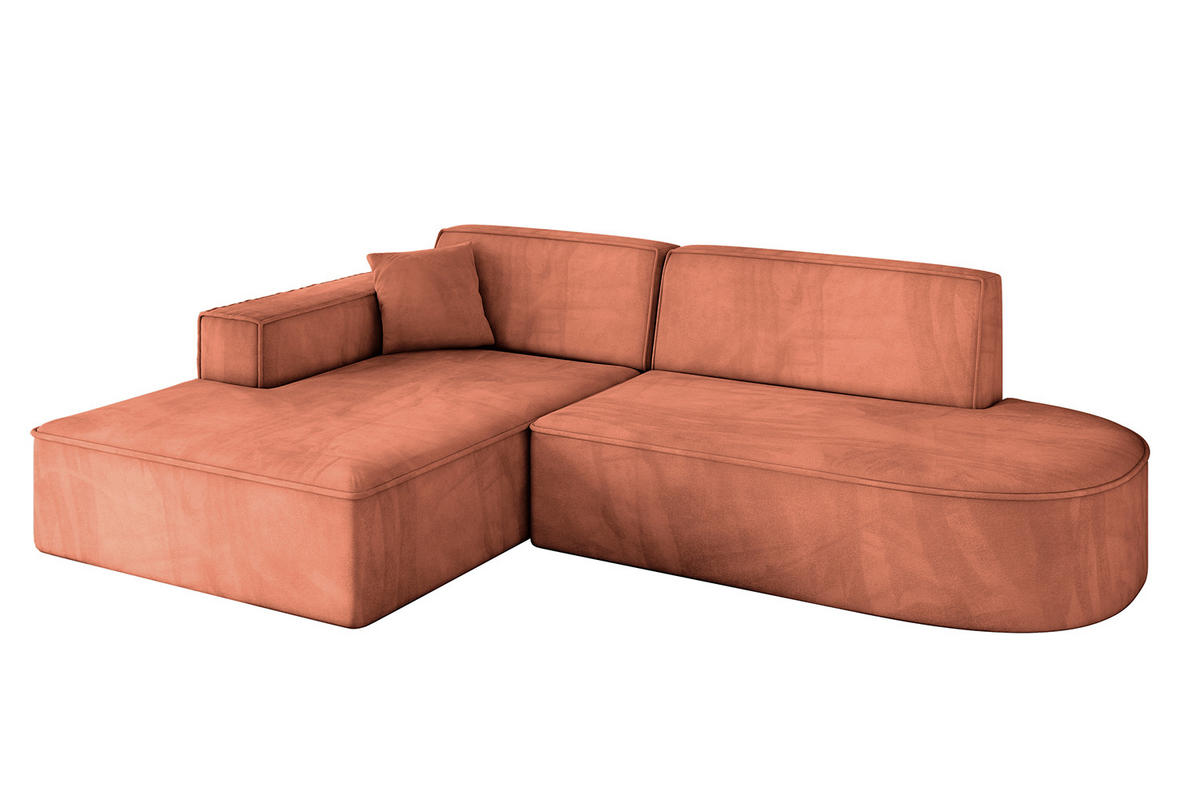 ECKSOFA Ottomane Links IREA-L1-v4 - 232x165x77 cm Apricot - Koralle, Holzwerkstoff/Textil (232/165cm) - ALTDECOR