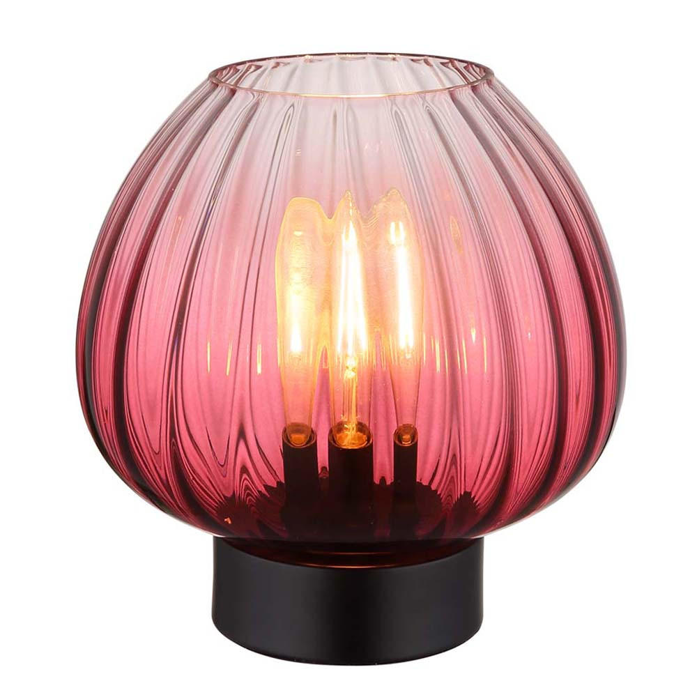 TISCHLEUCHTE SOLVEIG, Glas, rot/schwarz matt, Kabelschalter - Rot, Glas (23/23/23.5cm) - Globo Lighting