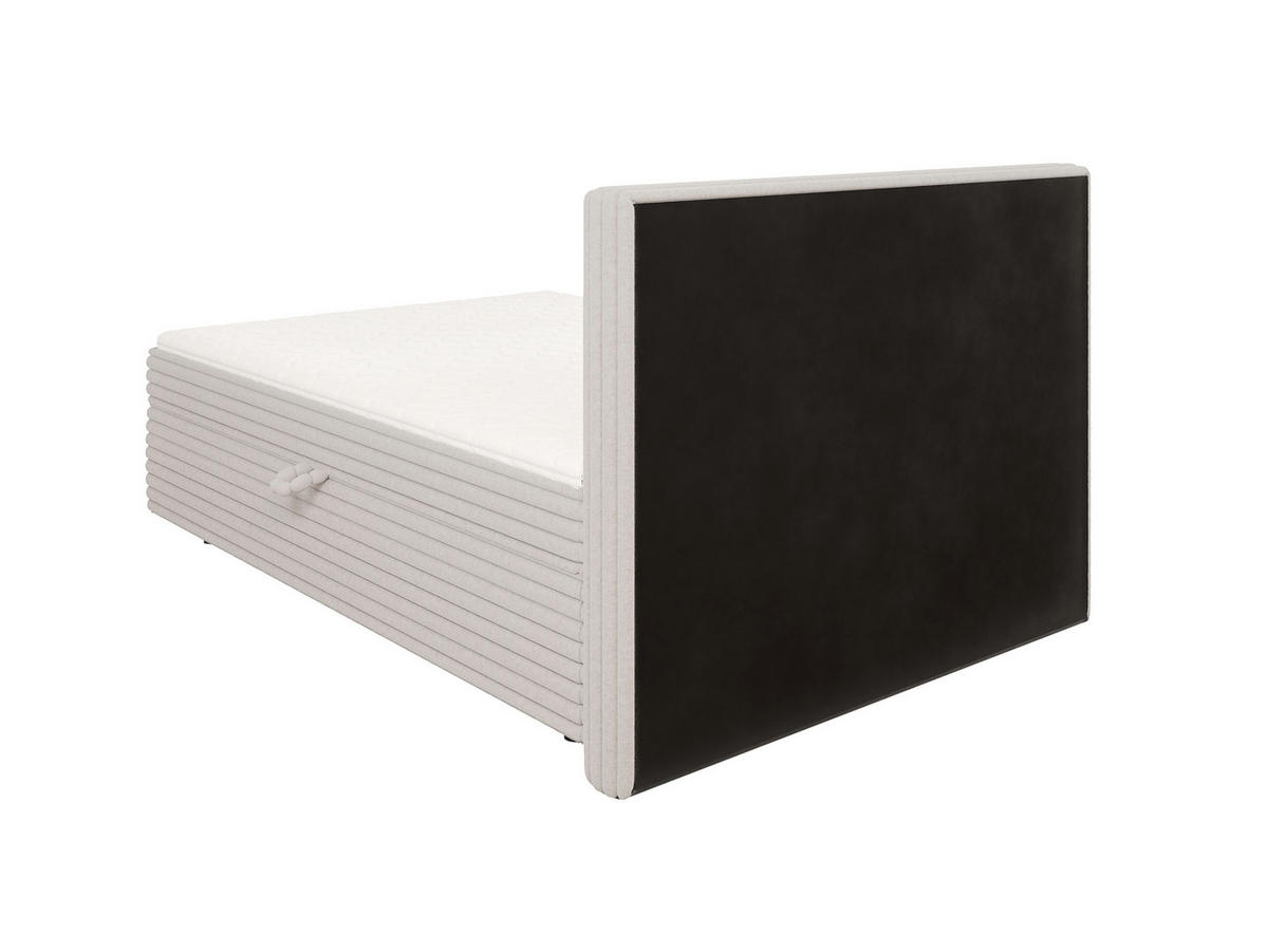 BOXBETT Roma 140/200 cm Hellgrau Plüschcord - Hellgrau/Schwarz, Holz/Kunststoff (140/200cm) - S-Style Möbel