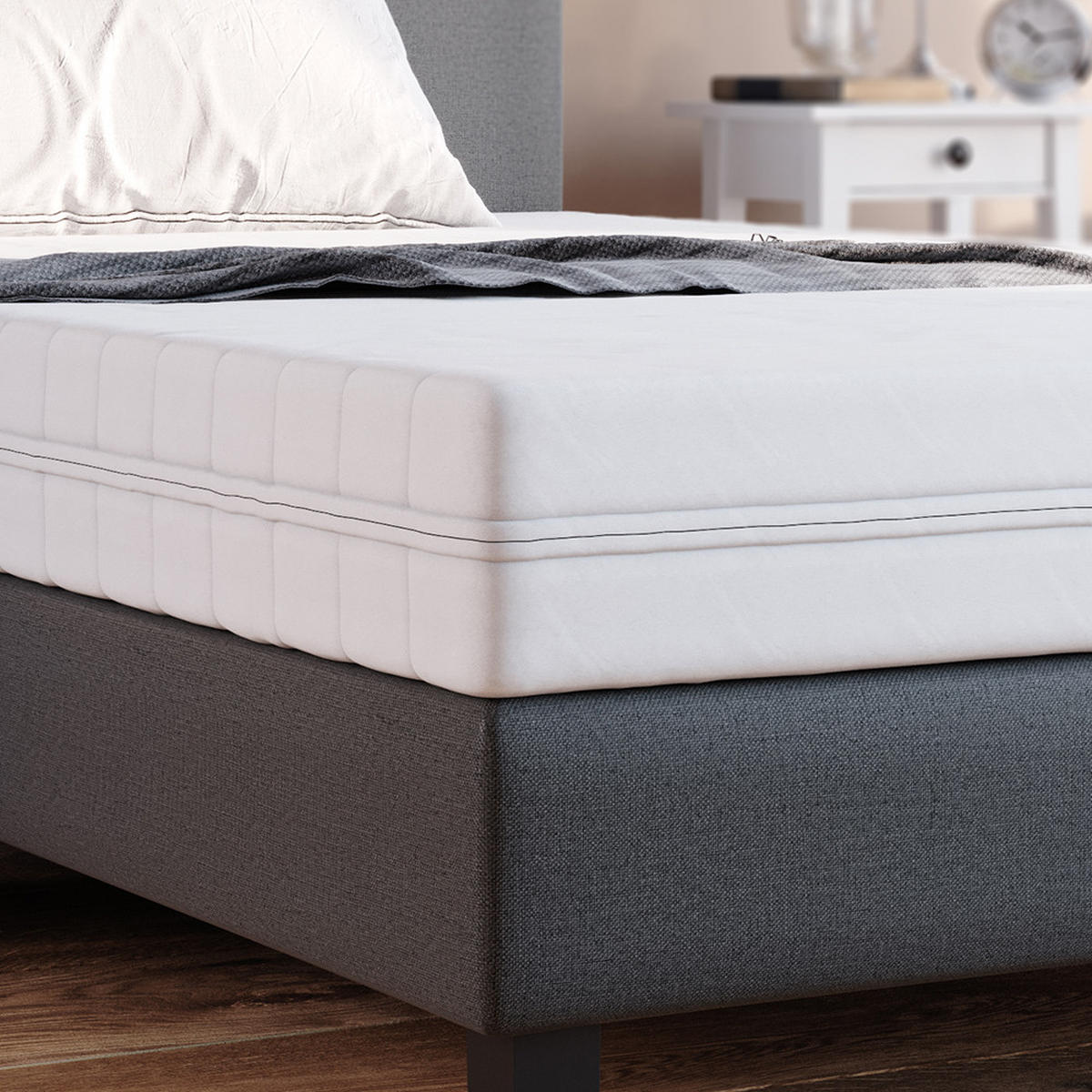KALTSCHAUMMATRATZE Weiß 140 x 200 cm H2 Härtegrad, 7Zonen - Weiß, Textil - VitaliSpa