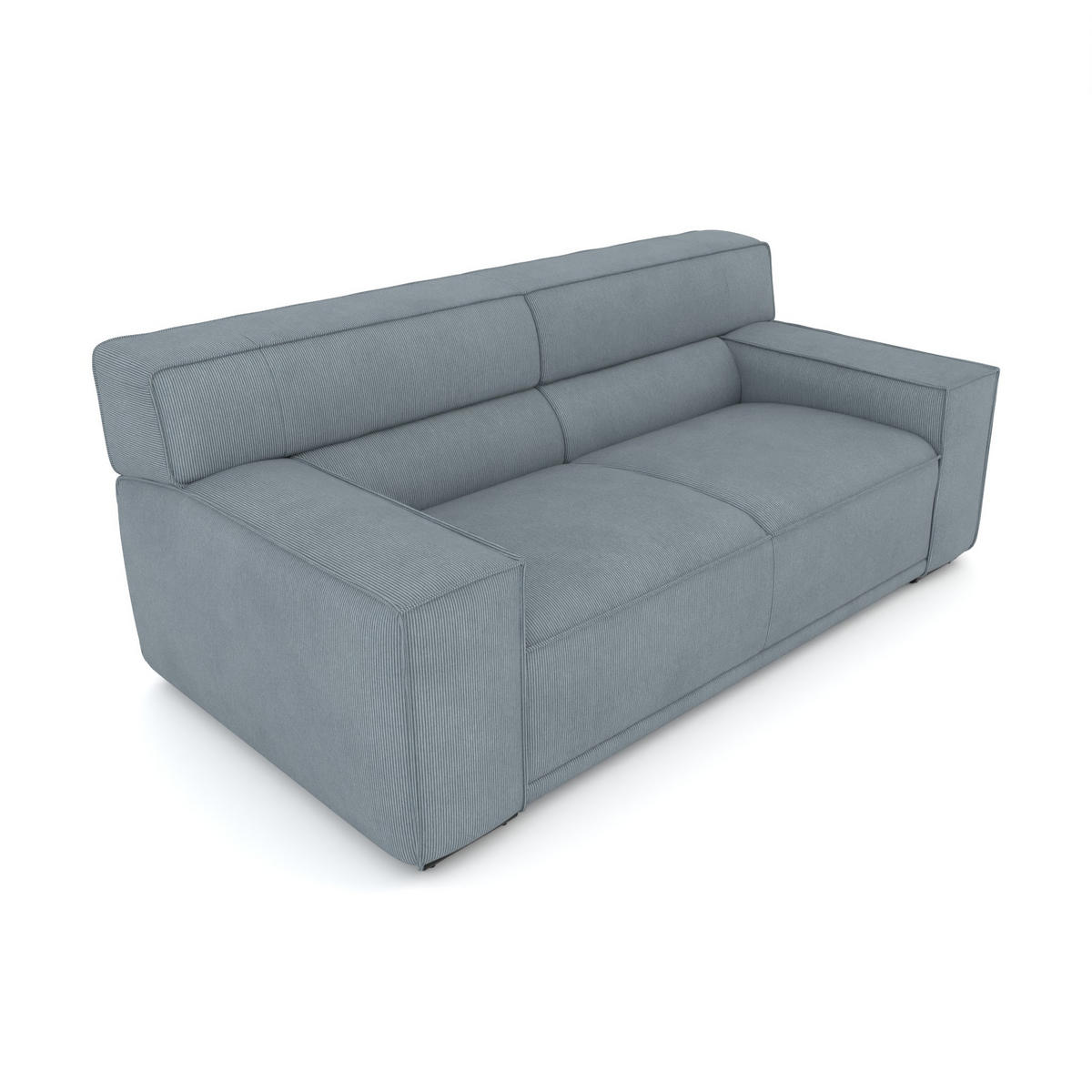 2,5-SITZER Umea Cord Blau 194/106/78 cm - Dunkelgrau, Kunststoff/Textil (194/78/106cm) - foamnova