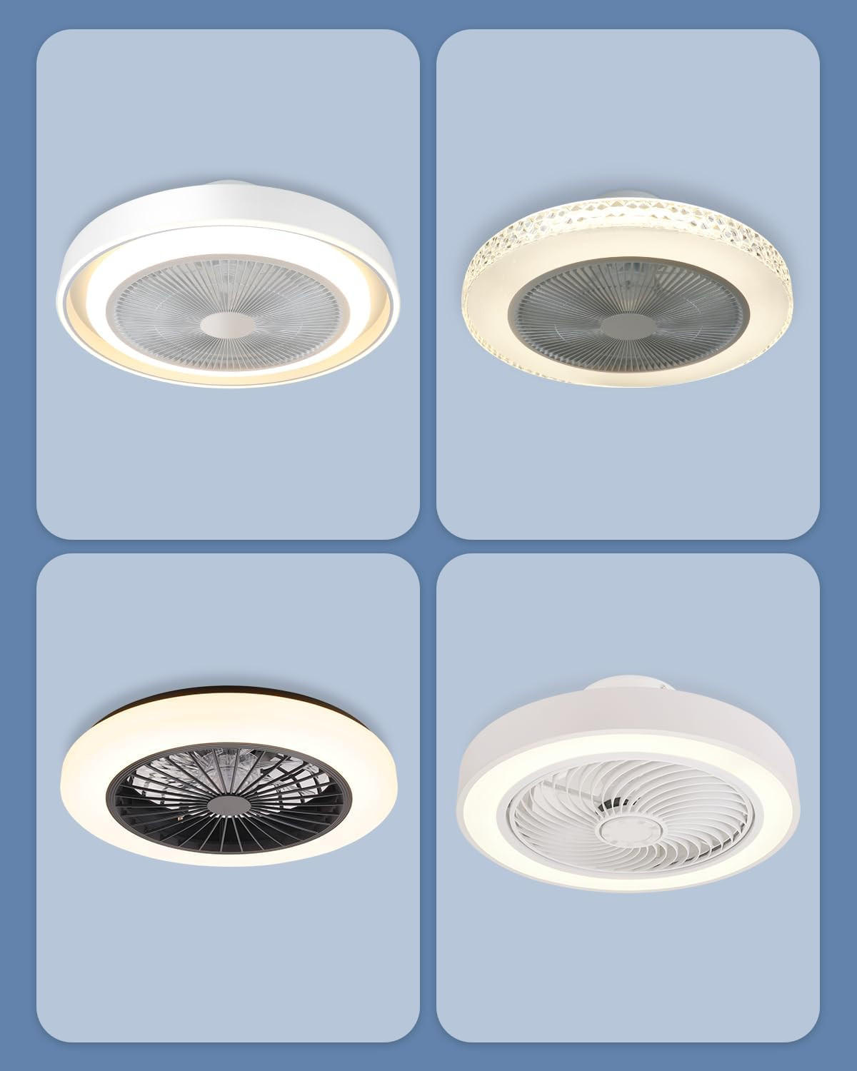 DECKENVENTILATOR mit Beleuchtung Vornis 49/49/20.5 cm - Weiß, Metall (49/49/20.5cm) - ZMH