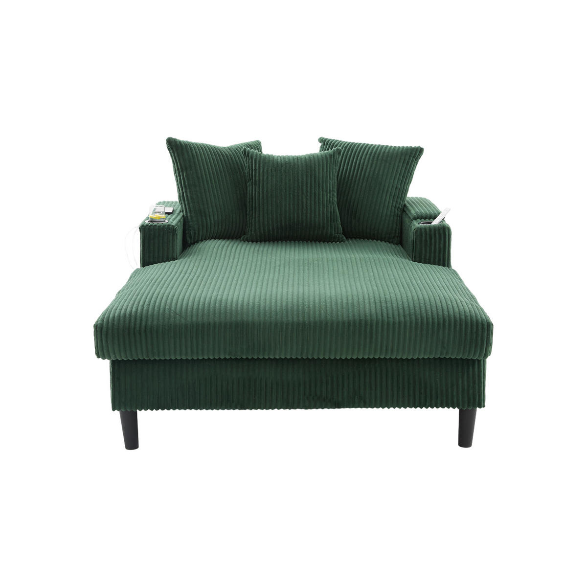 RELAXLIEGE XXL Polsterliege,Relaxsessel,Cord,Grün - Grün, Textil (129/70/170cm) - LVHOM