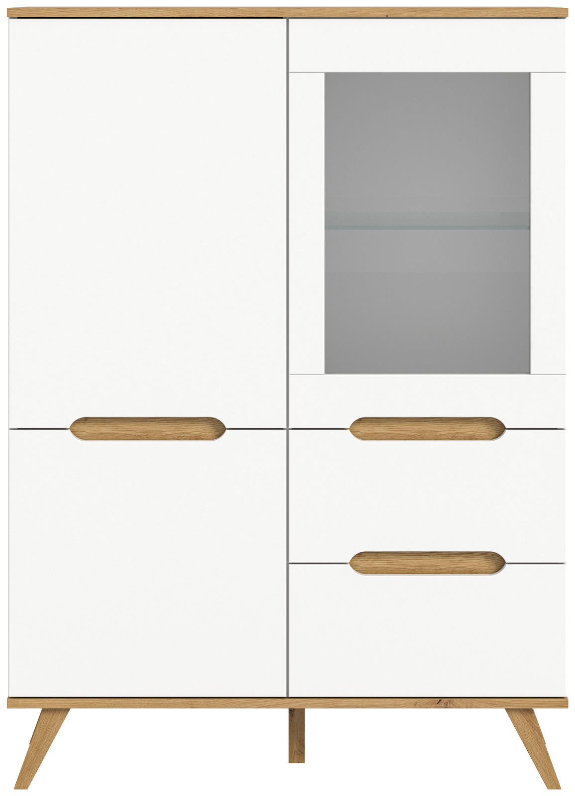 HIGHBOARD weiß, Eiche 100 x 140 cm, Anrichte mit Soft-Close - Eichefarben/Weiß, Holzwerkstoff/Metall (100/140/40cm) - Inn.Furn