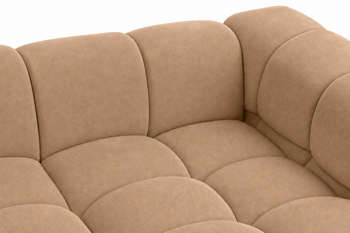 ECKSOFA L-Form, Veloursstoff Bluvel, Latte, Links, Averro XL - Cappuccino, Holz (320/150cm) - Kaiser Möbel