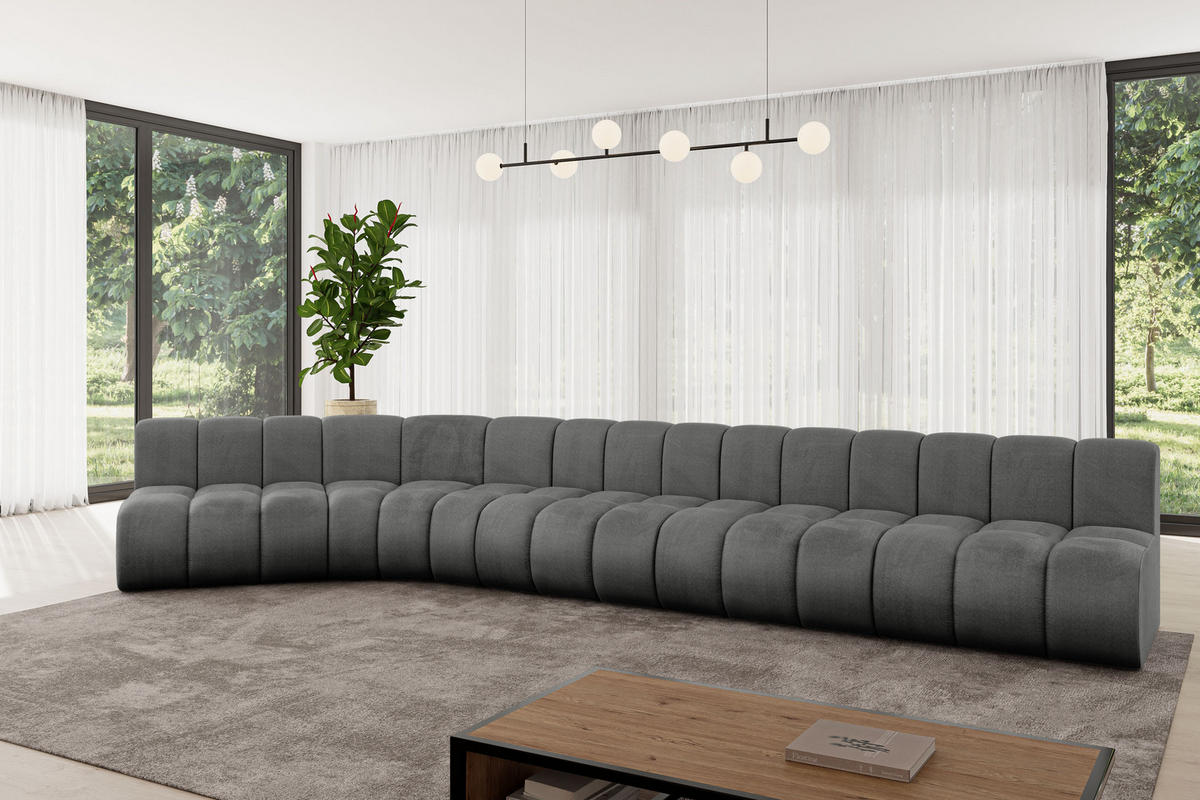 ECKSOFA modulares Sofa Montra-L3 - 472x174x70 cm Dunkelgrau - Dunkelgrau, Holzwerkstoff/Textil (472/174cm) - ALTDECOR