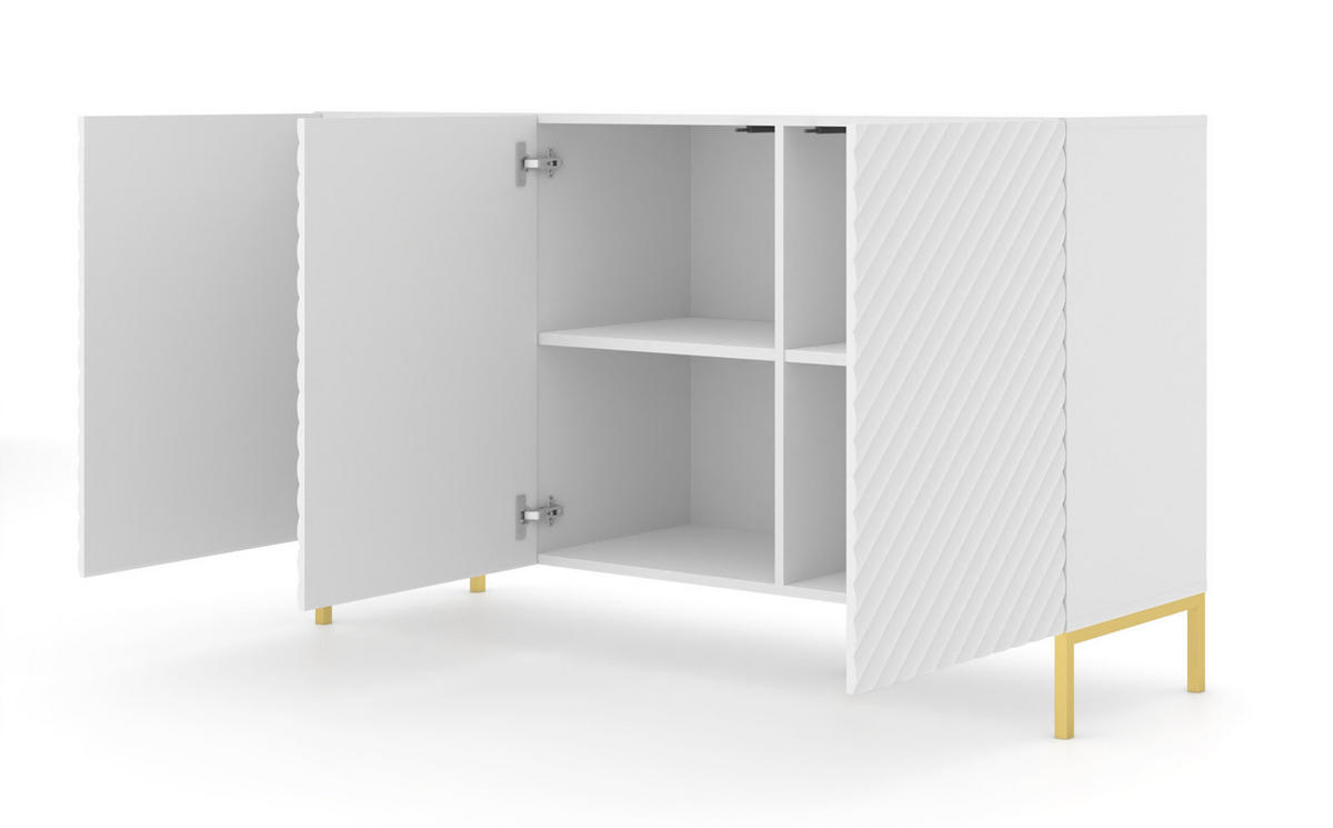 KOMMODE Weiß, Gold 150/87/42 - Weiß, Holzwerkstoff (150/87/42cm) - RAUMHIRSCH FURNITURE